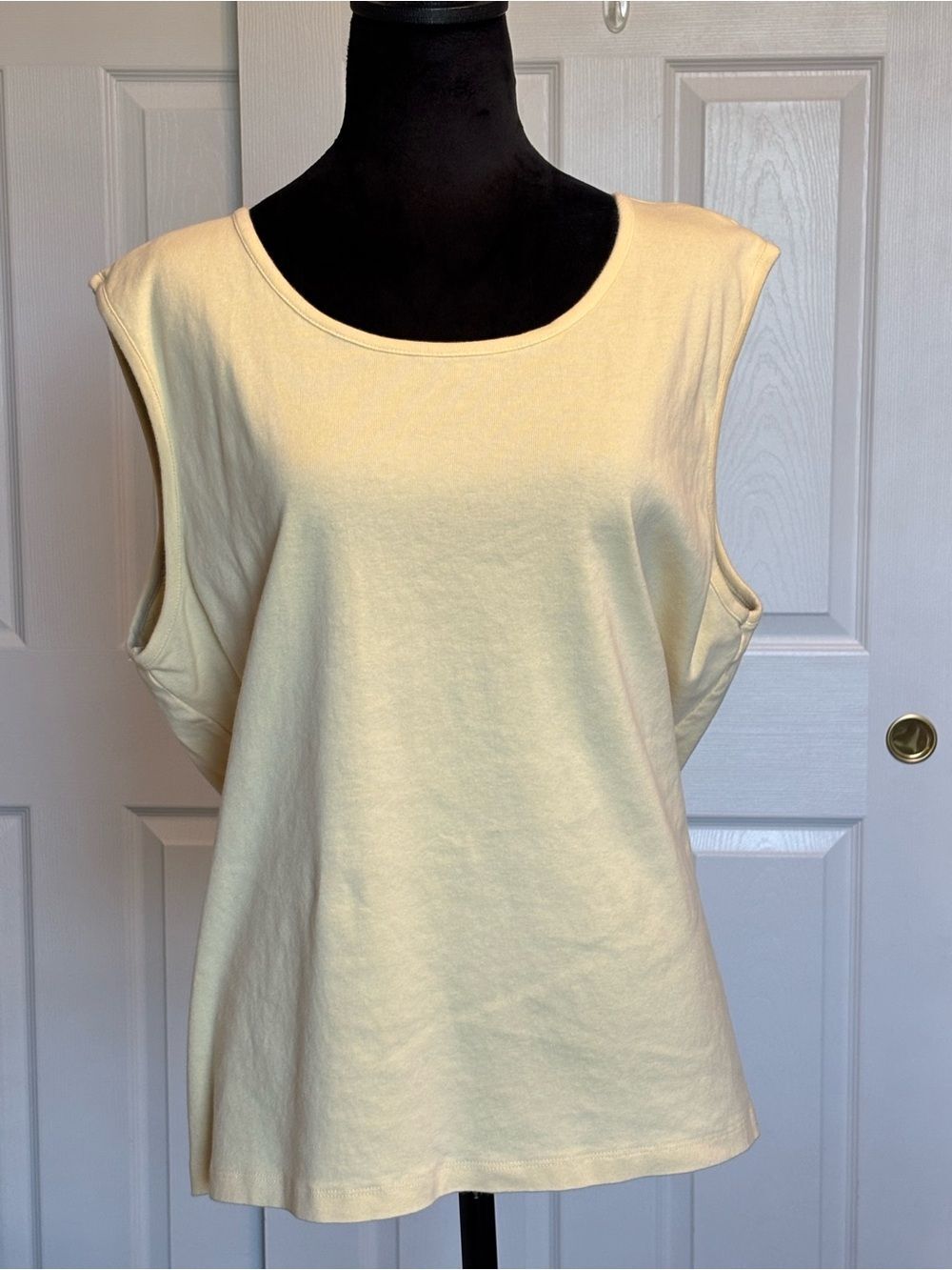 Appleseed’s Cotton Women’s Scoop Neck Sleeveless Tank Top Pale Yellow Size XXL